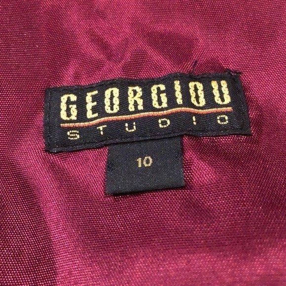 Georgiou Studio Wine Spaghetti Straps Evening Gown - Picture 9 of 9